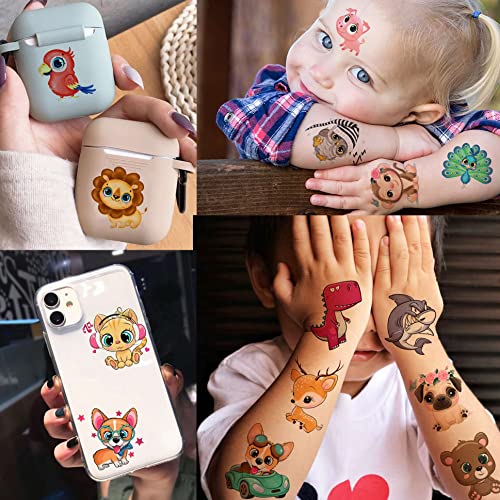 Yezunir 50 Pcs 3D Cute Animals Temporary Tattoos For Kids Girls Boys, Cartoon Animals Lion Dog Cat Zoo Fake Tattoo Sticker Children Toddler Birthday Gifts, Teens Tatoos Party Favors Sets Supplies #TOP3