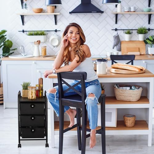 Relaxdays Badrollwagen, 3 Schubladen, Metall & Kunststoff, Rollcontainer Bad, Kosmetik, HxBxT: 60 x 33 x 39 cm, weiß, 1 Stück