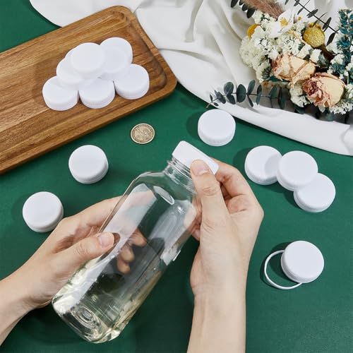 OLYCRAFT 100Pcs White Screw-On Caps Reusable Plastic Bottle Caps White Plastic Seal Lid Screw Bottle Cap Replacement Lid Twist Cap for Juice Bottles Handmade Decorations - Inner Diameter 38mm3