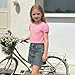 LYSMuch 1-14Y Girls Short Sleeve Shirt Toddler Round Neck T-Shirt Baby Puff Tops Casual Loose Blouse(Pink,4-5Years)