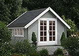 ✔️ MASSIVE DACHKONSTRUKTION: Die Dachkonstruktion des Holzhauses besteht aus massiven Dachbalken und 18 mm starken Nut- und Federbrettern.
