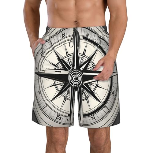 Men's Beach Shorts Swim TrunksFun Patterns Law of Compass Navigation Print for Surfing Running Summer Vacation