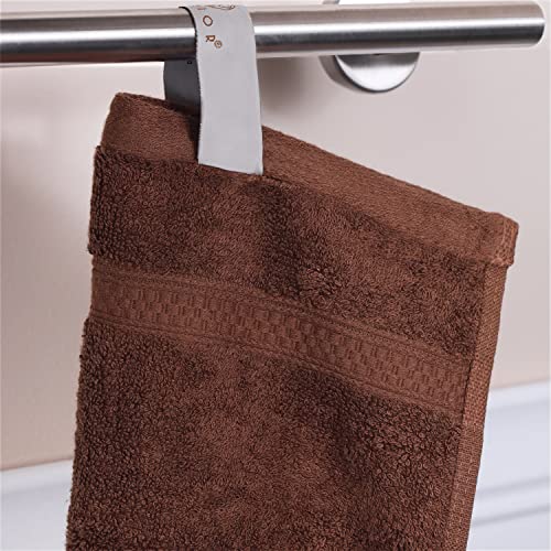 Superior Bath And Face Towel Set, Rayon From Bamboo Cotton Blend, Ideal For Bathroom, Guest Bathroom, And Beach, Includes; 12 Piece Face/Washcloths 13” X 13" And 2 Piece Bath Towels 30” X 54”, Cocoa #TOP4