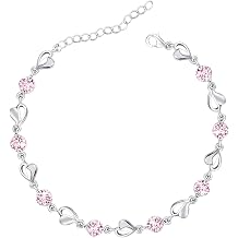 M&Ostyle Silver Bracelet for Women,Bracelet Shiny Crystal Diamond Adjustable Bracelet Mothers Day Jewelry Gift Birthday Christmas Gifts for Women Mom Wife
