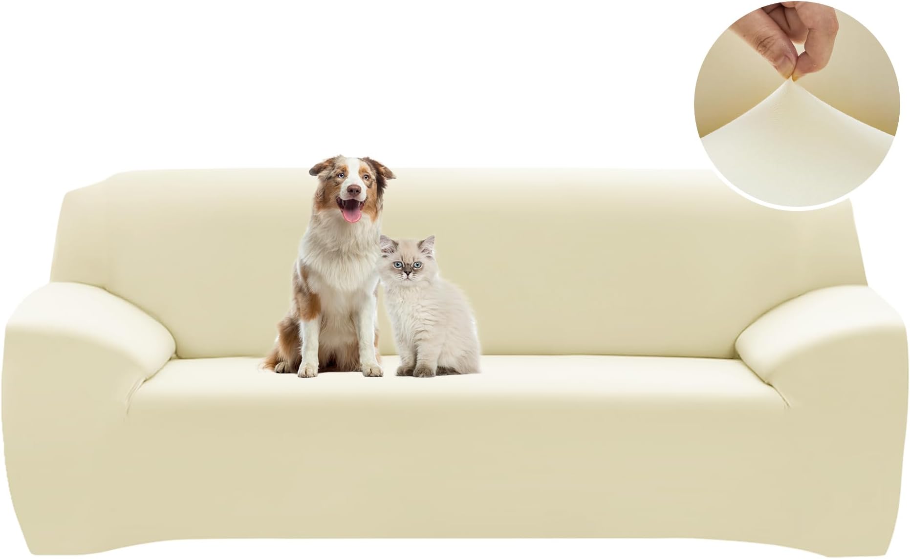 MAXIJIN Copridivano Elasticizzato 3 Pezzi Per Divano 2 Posti – Grigio, Con 2 Federe Grandi, Antiscivolo E Antimacchia