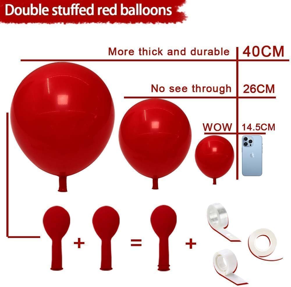 Captank Red White Balloons Double Stuffed Dark Red Different Sizes Balloon Garland Arch Kit For Anniversary Wedding Proposal Bridal Shower Graduation Birthday Party Decoration