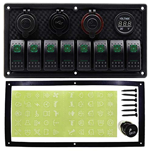 Pannello Interruttori A Bilanciere 7 Vie, 12V/24V, Con Caricatore USB E Voltmetro LED, Impermeabile IP66, Per Auto, Camper, Barca, UTV, Pannello Di Controllo - 5
