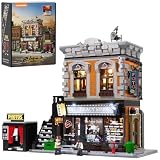 Lumibricks Eck-Fotostudio Klemmbaustein-Set mit LED-Beleuchtung, 1425 Teile Modulares Eckgebäude für Erwachsene, Vintage-Fotogeschäft mit Kamerablitz-Effekt, Drehbarer Fotobühne und Dunkelkammer