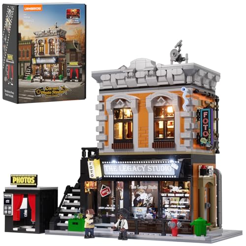 Lumibricks Street Fusion Corner Photo Studio LED Building Set Modular Bricks with 2 Minifigures & 7 LED Lights 1425 Pieces