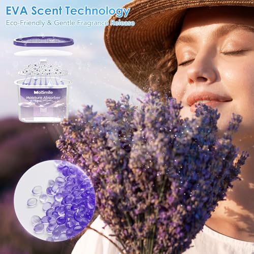 Image of Moisture Absorbers, Lavender Scent Humidity Absorber, 3 Pack, 10.5 oz Boxes | With 6 g lavender scent beads per box; non-electric dehumidifier for closets, bathrooms, basements, cars and RVs.