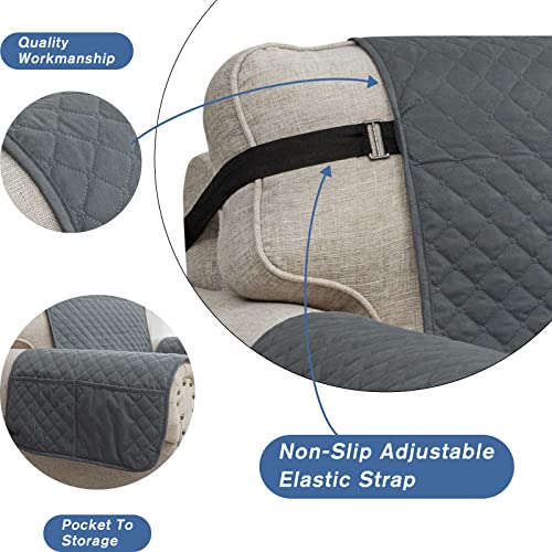 XINEAGE Quilted Sofa Covers 3 Seater, Water Resistant Couch Covers for 3 Seater, Non Slip Sofa Slipcoevrs for Dogs Pets, Reversible Sofa Protector with Elastic Strap Washable (Sofa, Dark Grey) - Image 4