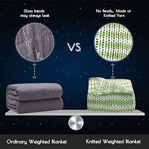 Yescool Knitted Weighted Blanket, Handmade Chunky Knit Weighted Blanket Throw For Sofa Bed, Cozy Soft Heavy Blanket Twin Size, Evenly Weighted For Sleep, No Beads, Washable #TOP2