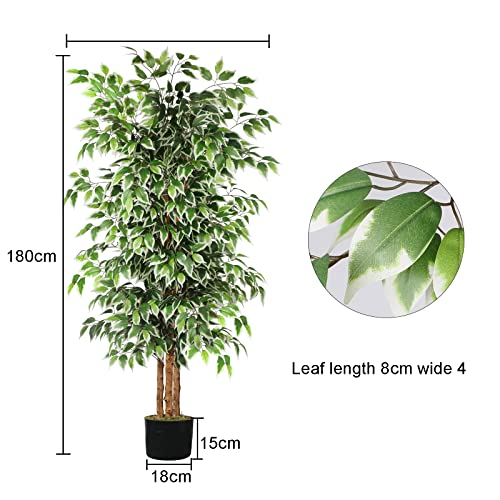 Gtidea GT-49238 6Ft Artificial Tree Ficus, Tall Faux Trees Indoor With Natural Trunk And Fake Silk Tree Fake Plants For Home Christmas Decor Living Room Outdoor Balcony House Office thumb #1