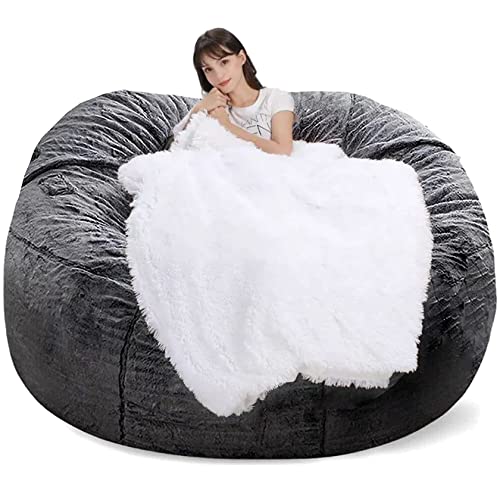 Fafad Bean Bag Chairs, Giant Bean Bag Chair For Adults, 6Ft Big Bean Bag Cover Comfy Bean Bag Bed (No Filler, Cover Only) Fluffy Lazy Sofa (Dark Grey), 6Ft(150*75Cm) #TOP5