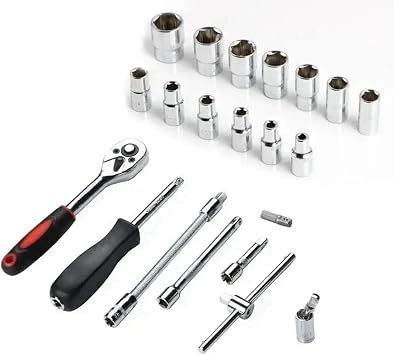 46 Piece/Set of Car Repair Tool Kit Socket Set Car Repair Tool Ratchet Torque Wrench Combo Auto Repairing Tool Set Red