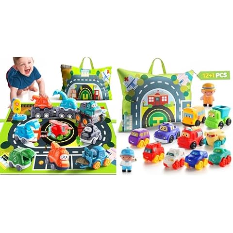 6 Colorful Cars with Big Trailers Toy Set + Soft Rubber Cars Toy Set for Babies & Toddlers Cover