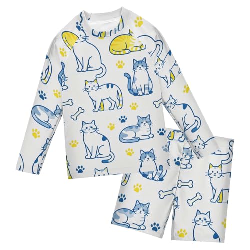 Traje de baño de manga larga para evitar quemaduras en niños Naughty Cat