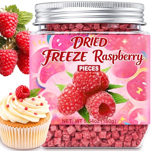 5.64 oz Freeze Dried Raspberry Pieces Pure Dried Raspberries Made from Fresh Raspberries No Sugar Added Crispy Freeze Dried Fruit Snack for Baking Smoothies Yogurt & Desserts
