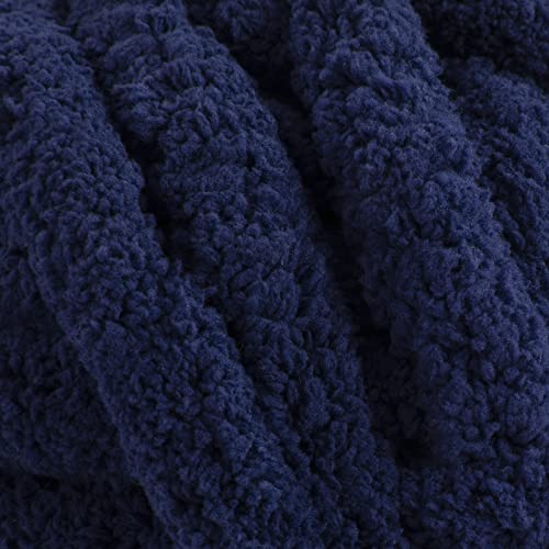 HOMBYS Navy Blue Chunky Chenille Yarn for Crocheting, Bulky Thick Fluffy Yarn for Knitting,Super Bulky Chunky Yarn for Hand Knitting Blanket, Soft Plush Yarn, 2 Jumbo Pack (27 yds,8 oz Each Skein) by HOMBYS - Used condition - Image 8