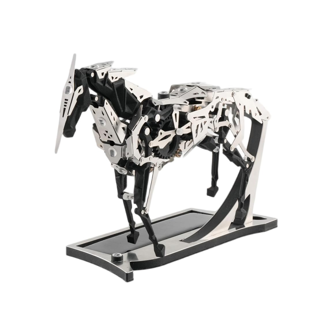Puzzle 3D in metallo per adulti, a energia solare, 165 pezzi | Cavallo in movimento con azionamento meccanico, struttura del cambio con ingranaggi e aste aperti, senza incollaggio