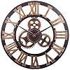 Indoor Outdoor Wandklok, 3d Retro Open Gezicht Houten Grote Outdoor Klok Rustieke Vintage Industriële Gear Klok Stille…