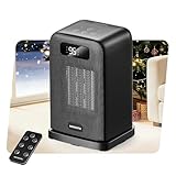 MORENTO Space Heater, Portable Space Heaters for indoor Use, Auto Temperature Control, LED Display Electric Heater, ECO Mode & 0-12H Timer, Quiet Heaters for Office, Bedroom, Home (Black, 1 Pack)
