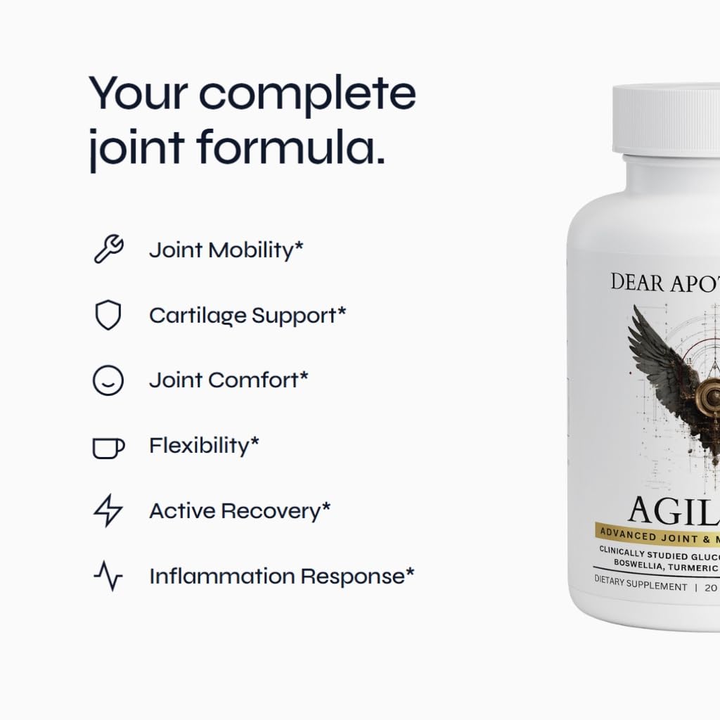 Agility+ Glucosamine Chondroitin Supplement - 1500mg Glucosamine, Boswellia, Turmeric, MSM - Joint Support for Men & Women - Non-GMO Gluten Free - 60 Capsules — Amazon image 2