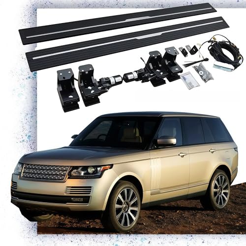 Longyeauto Running Boards Fits for Land Rover Range Rover L405 SWB 2017-2021 Power Side Steps Retractable Electric Running Board with Light Deployable Side Step Black（with Brackets+Screws）
