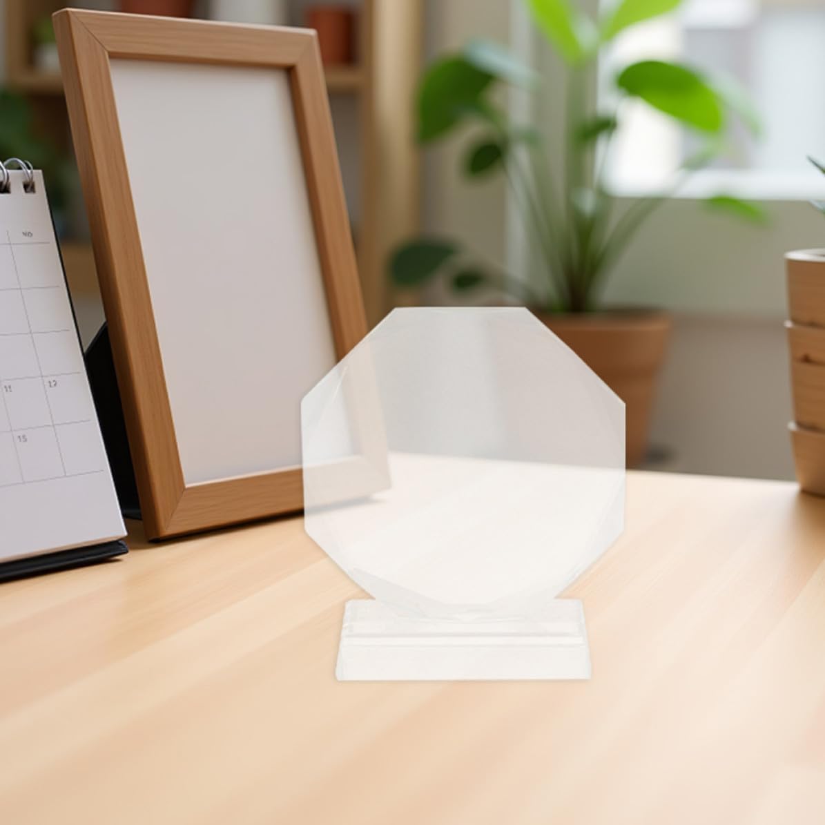 TEHAUX Octagon Crystal Award Plaque Blank for Engraved Text