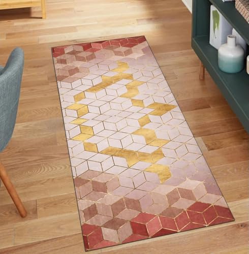 Alfombra pasillo antideslizante y lavable de 80x160 cm con diseño geométrico moderno 2