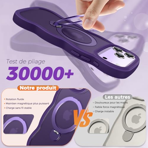 Coque MagSafe iPhone 17 Pro antichoc avec béquille violette rotative