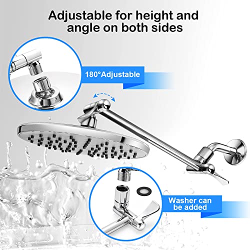 Rain Shower Head With 11'' Adjustable Arm, Warmspray High Pressure Rainfall Showerhead With Stainless Steel Shower Arm, Rain High Flow And Amazing Pressure (9-Inch Shower Head With Arm, Chrome) #TOP1