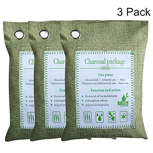 Local Makes A Comeback  - Bolsa de purificación del aire, eliminador de olores para coches, armarios, captura y elimina olores, color verde, 3 x 200 g