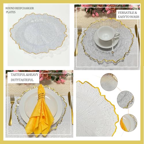 Platos decorativos acrílicos dorados 13 pulg coral set 6 miniatura 5