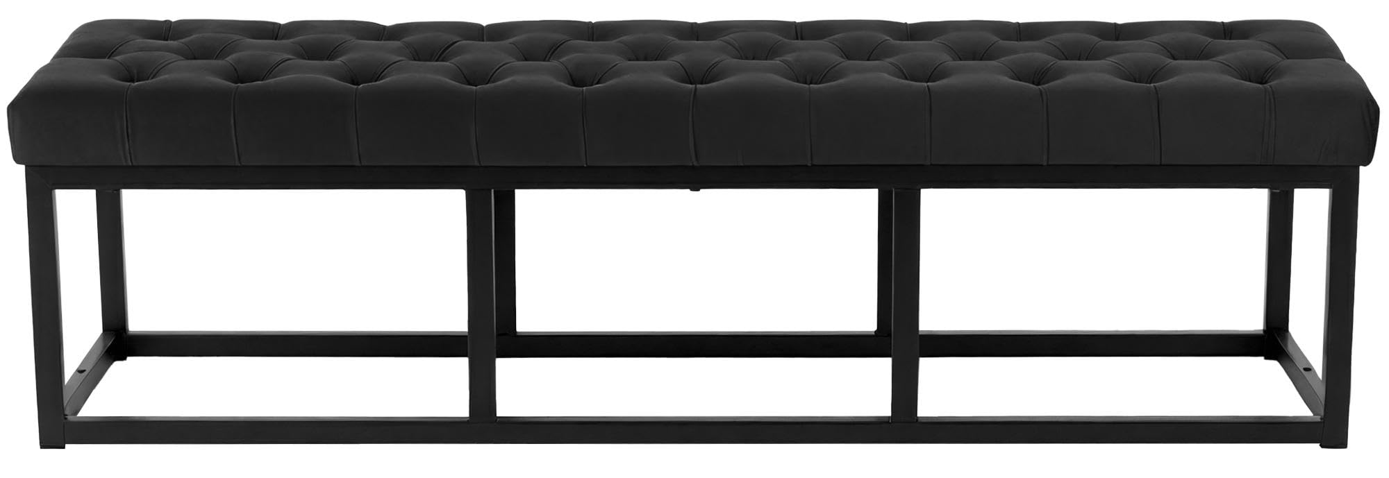 CLP Panca Polson, Moderna, Struttura Nera, Velluto, Trapuntata, Protezioni per Pavimenti, Design, Colore:Nero, Dimensione:150 cm