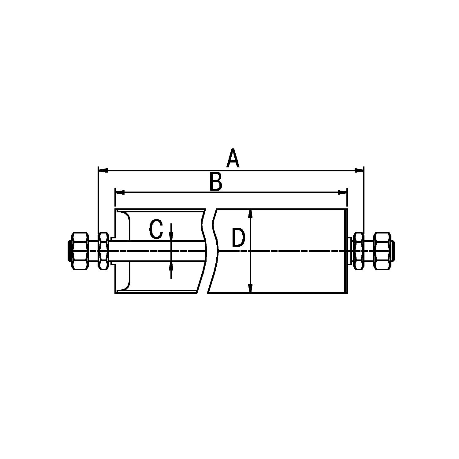 Gura | Kunststoff-Tragrolle | Rollen-Ø 63 mm | Gewindeachse M 12 x 20 | Länge 800 mm