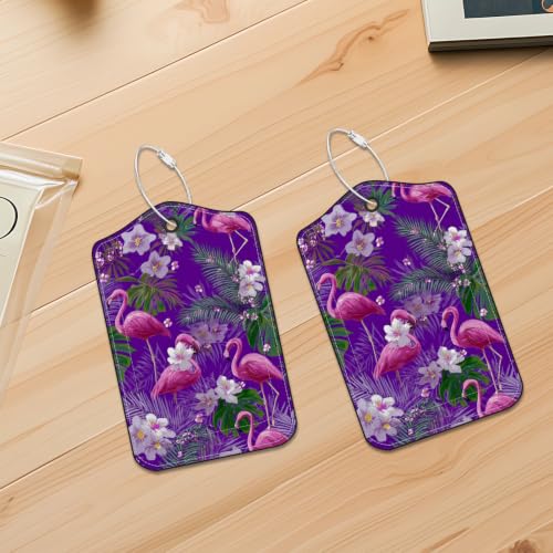 Image of Flamingo Luggage Tags 2 Pack, PU Leather Privacy Flap