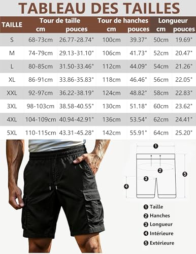 Short cargo homme été décontracté résistant et extensible - 5