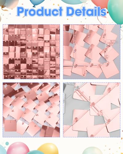 Image of Rosegold Shimmer Wall Backdrop, 24 Panels, 6x4 Ft Photo Backdrop | wedding backdrop birthday backdrop party decoration photo booth backdrop bridal shower baby shower event decoration