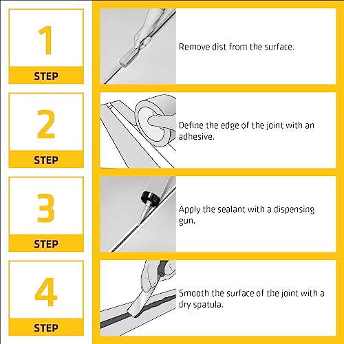 Image of SIKA Sikaflex Construction Sealant - White, All-Purpose Polyurethane for Joints 1 /2 inch or Smaller - 10.1 fl. oz - Weatherproof, High Elasticity, Paintable, Strong Adhesion, (Pack of 2)