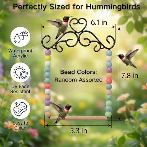image for NESTURROW Hummingbird Swing & Perch for Outdoor – Rust-Resistant Met