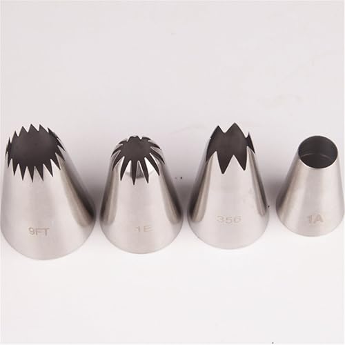 Miniatura 4 de Meao Juego de 4 puntas grandes para tuberías  Kit de boquillas de acero inoxidable para pastelería, cupcakes, pasteles, galletas, decoración #4