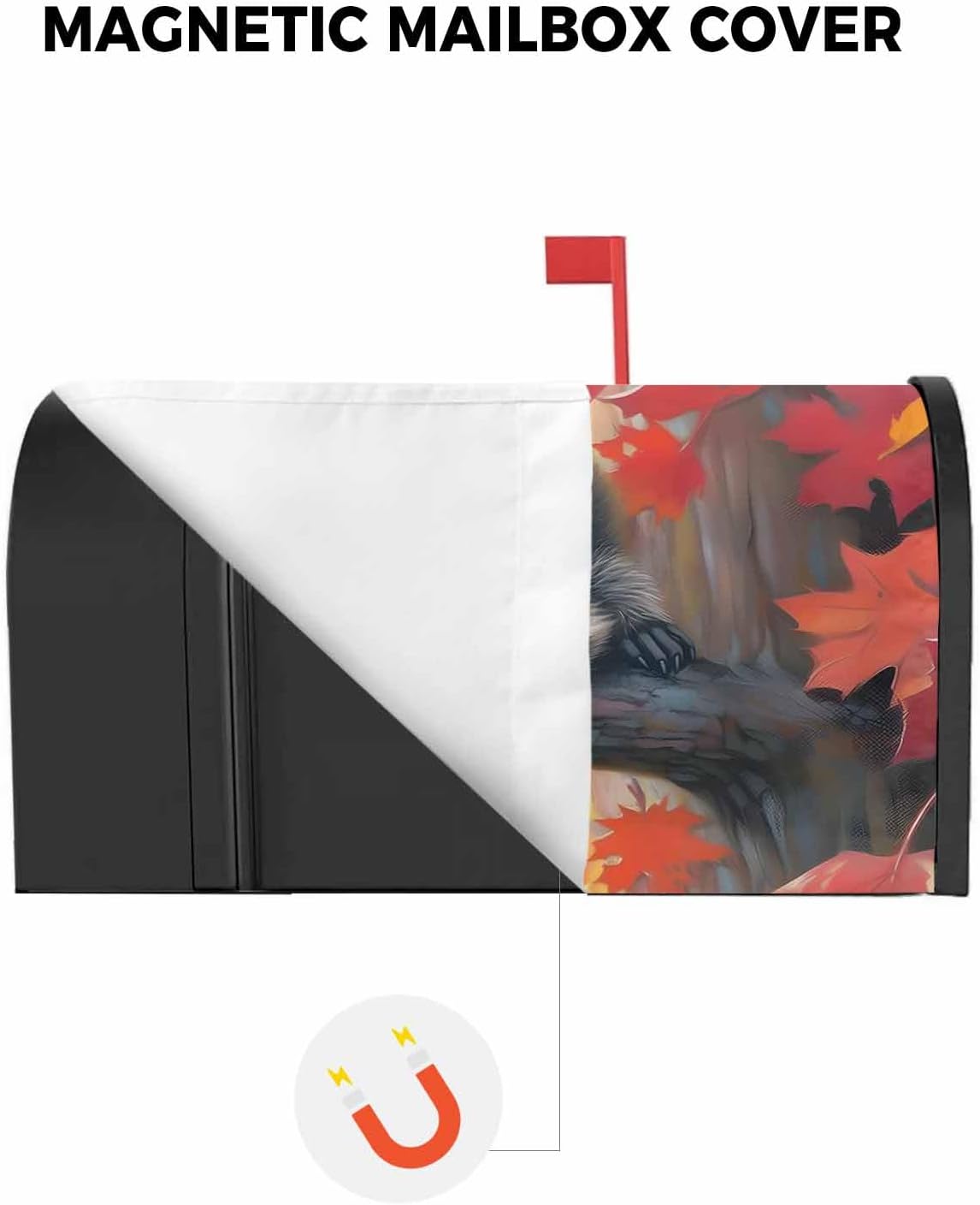 Mailbox Covers Magnetic Standard Size 18.5x21.7In Outside Mailbox Decoration Fall Maple Leaf Forest Mischievous Brown Raccoon Magnetic Postbox Covers Wrap for Garden Yard Home