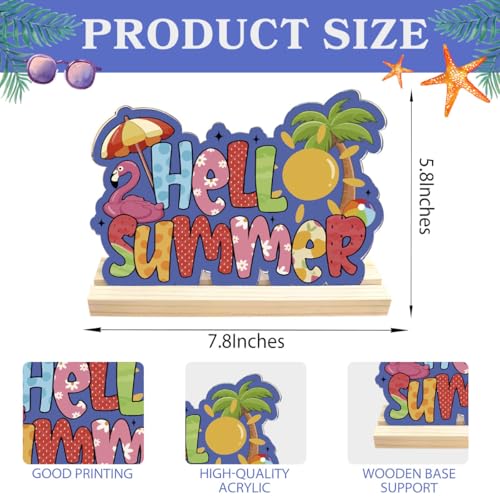 Image of Summer Sign, Summer Decorations for Home, Office, Shelf, Mantel, Indoor, Beach Slippers Tabletop Centerpiece Decoration, Watermelon Red Decor