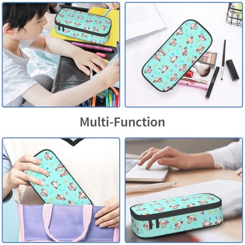 Image of Cute Kawaii Axolotl Pencil Case Big Capacity Storage Pencil Pouch Stationery Bags With Zipper Portable Pen Holder Box Organizer For Boys Student College School Office Supplies
