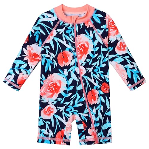 Image of HUAANIUE Toddler Girl Swimsuit Long Sleeve UPF50+ Sun Protection