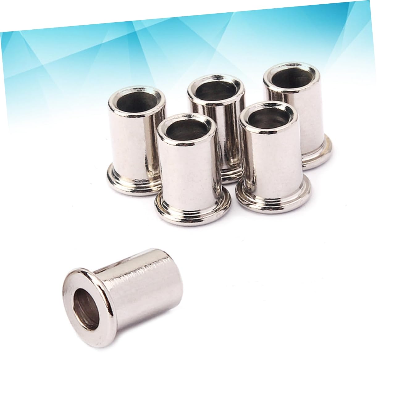 FAVOMOTO 2sets Thru String Ferrules (chrome) Guitar String Caps for Repair 6pcs*2