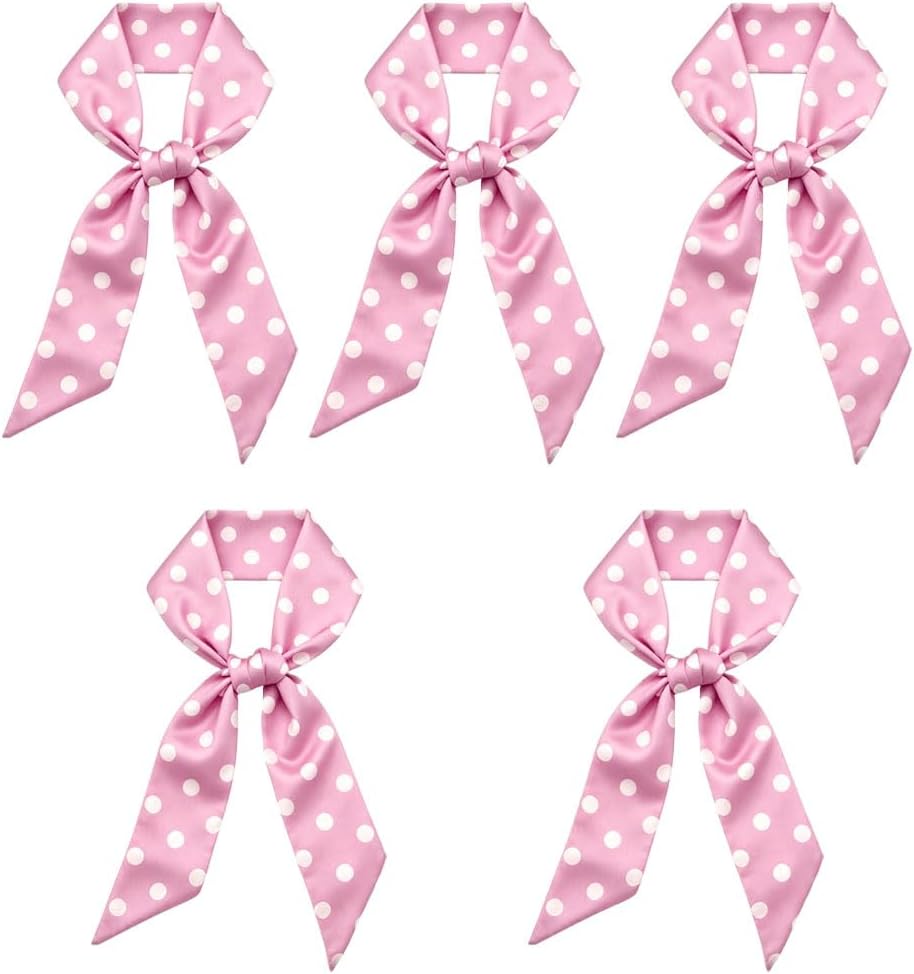 5 Pcs Stripe Long Small scarf Skinny Hair bag Scarf Ribbon Neckties Sash for Women Girls