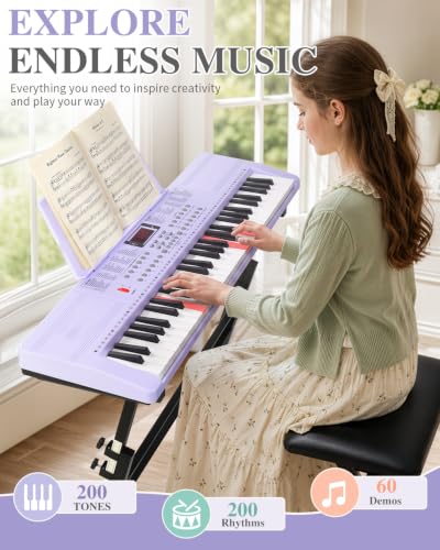 Image of Ktaxon 61 Key Keyboard Piano Electric Keyboard with Lighted Keys