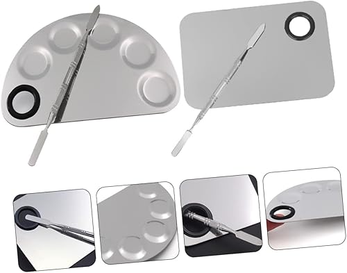 Beaupretty 2sets Stainless Steel Makeup Mixing Palette Foundation Mixing Palette Professional Beauty Tool